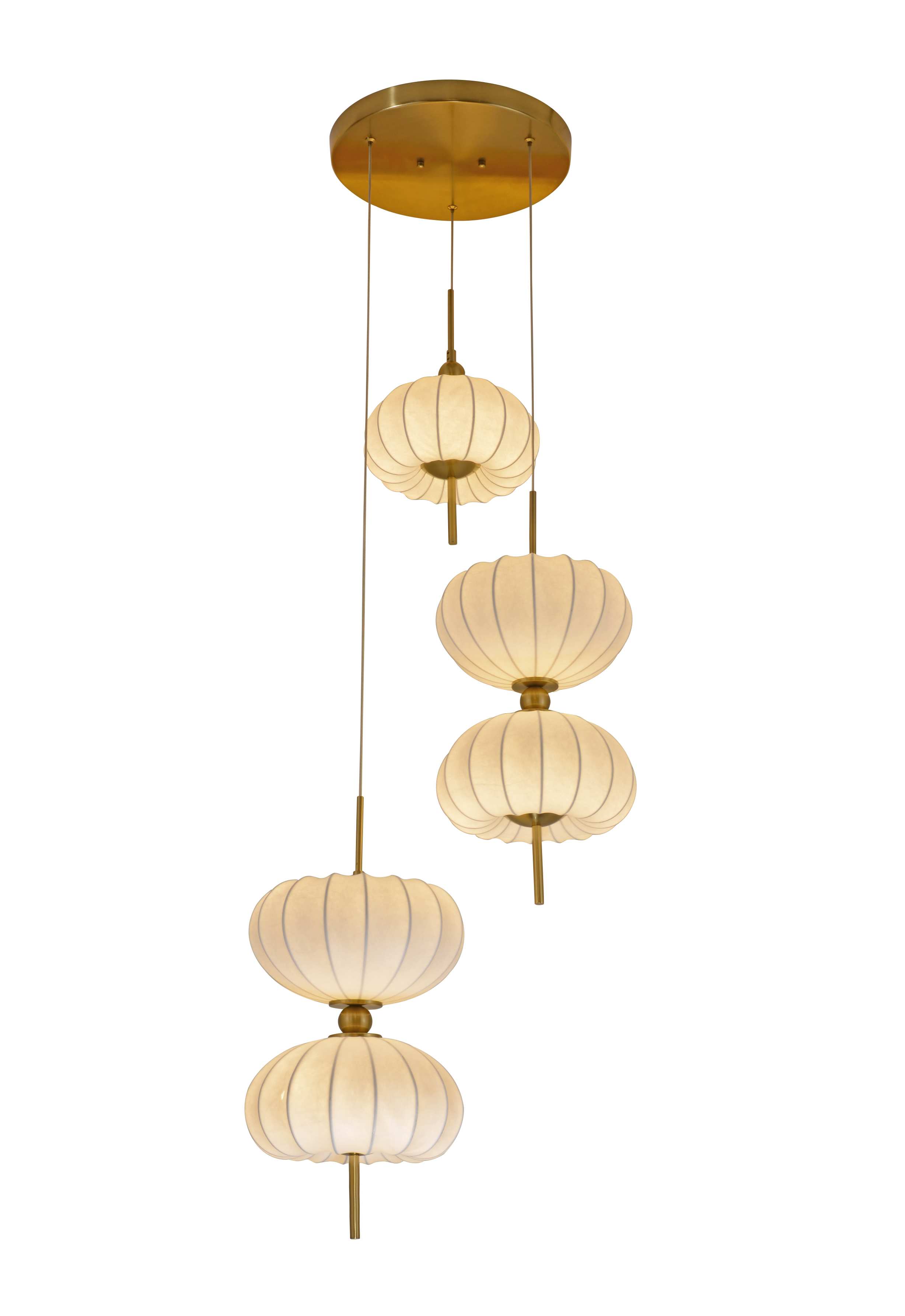 Cascading Pleated Morbi Cucurbita Staircase Chandelier