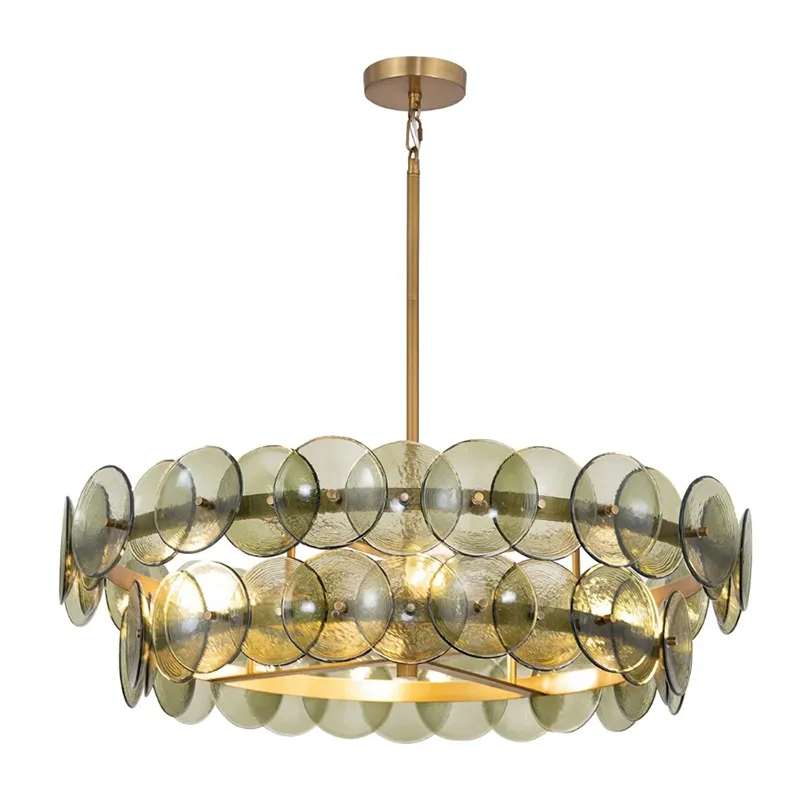 Mid-Century Glass Disc Chandelier