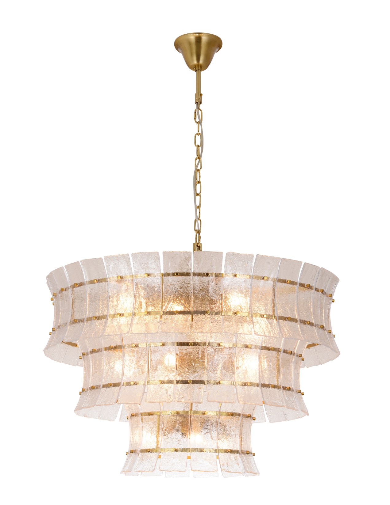 Three‑Tier Hammered textured speculum aes Chandelier