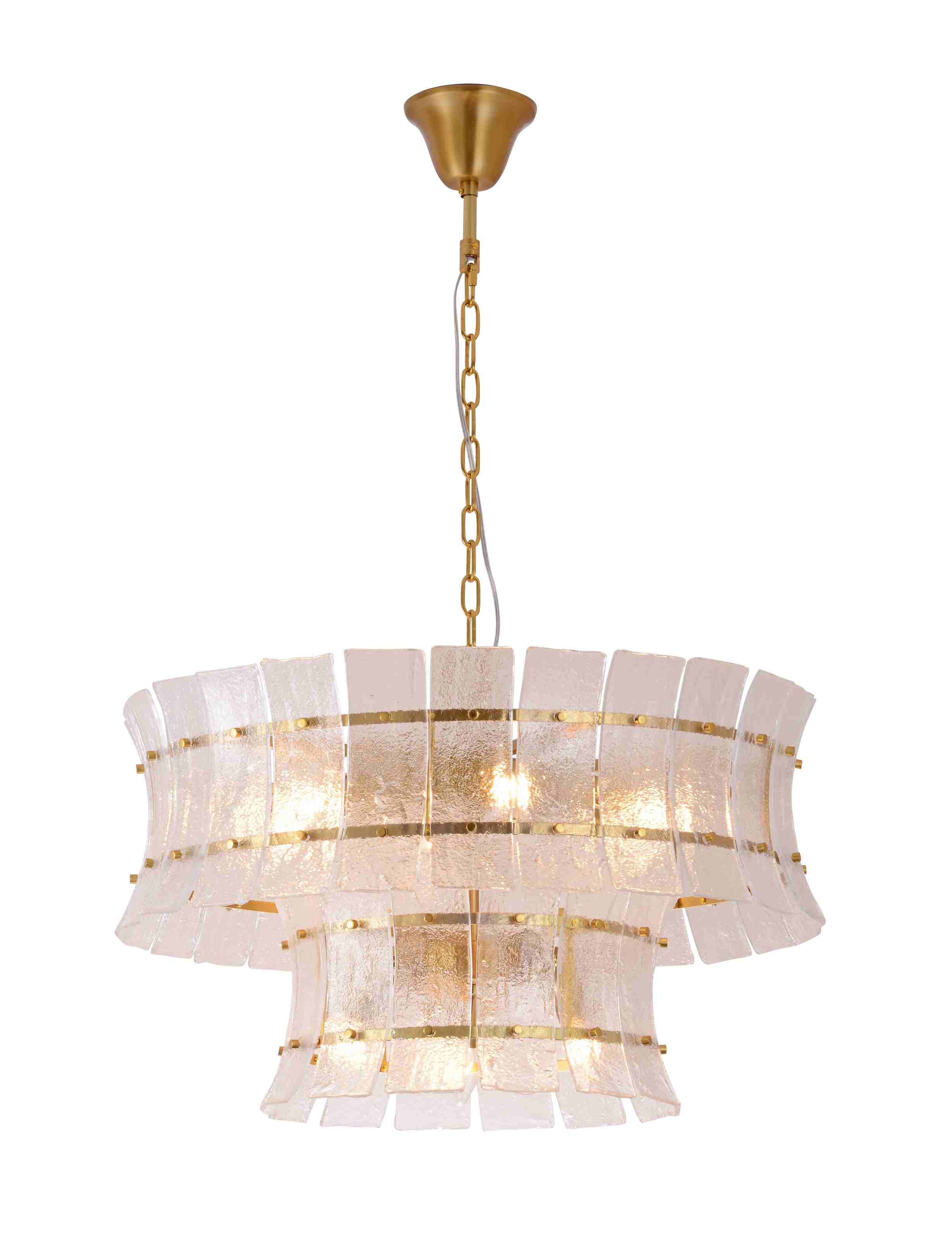 Duo‑Tier Hammered textured speculum aes Chandelier
